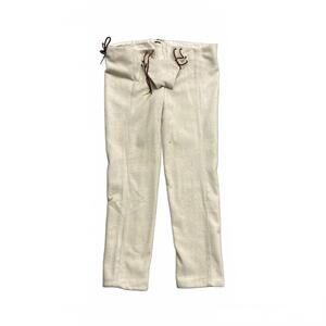 Get Dressed For Battle SCA Reenactment Pants Cream Leather Ties w Aiglets Sz XXL